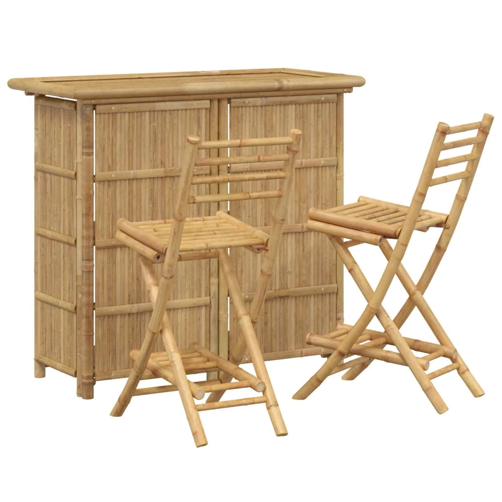 Tavolo da bar e sgabelli da esterno 3 pz Naturale Bambù 3469658