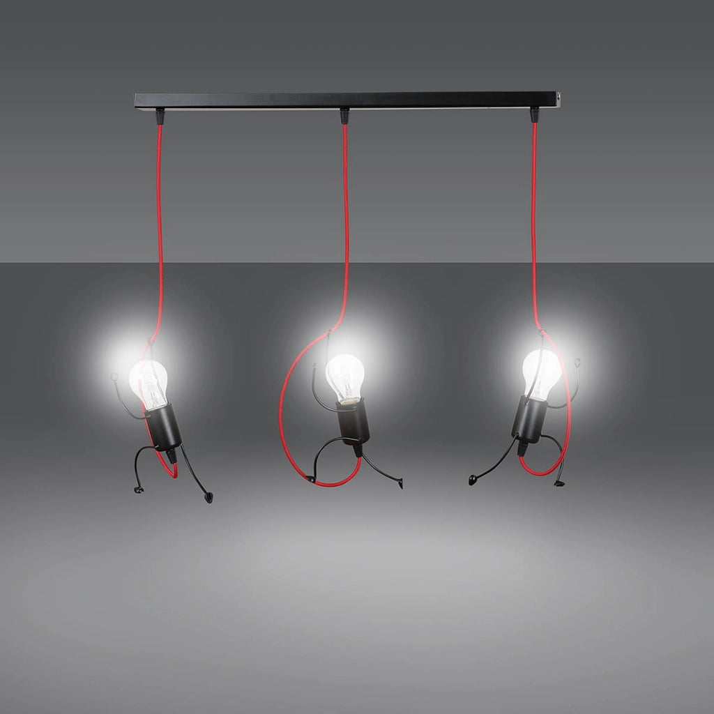 Emibig Bobi 3 lampadario nero/rosso 3xE27 15W metallo
