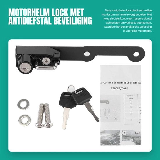 Helm di Sicurezza con Blocco Antifurto - Set di Bloccaggio - 2 Chiavi - Attrezzatura di Sicurezza - Adatto per Motociclisti - Protegge contro la Furto - Blocco della Motocicletta