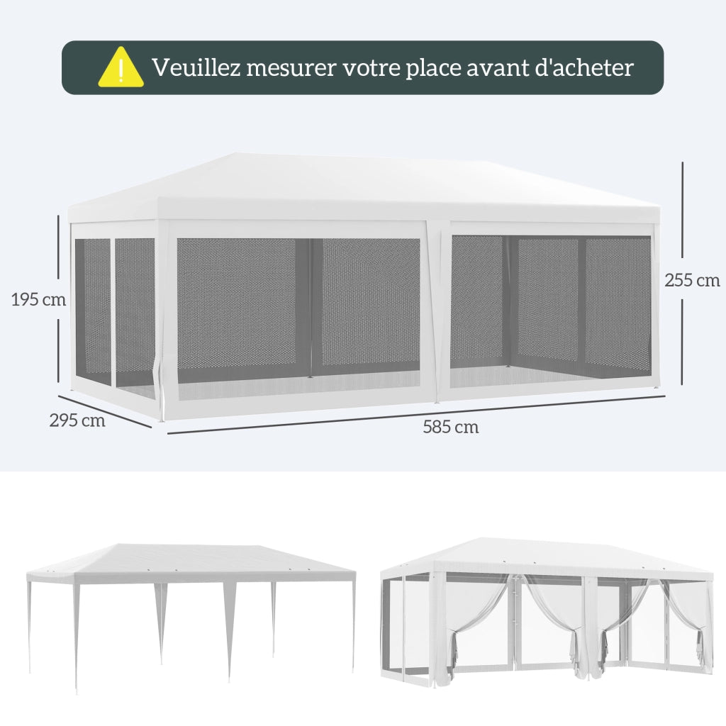 Tenda da giardino 6 pareti amovibili ¨C zephmum ¨C 6x3 m bianco