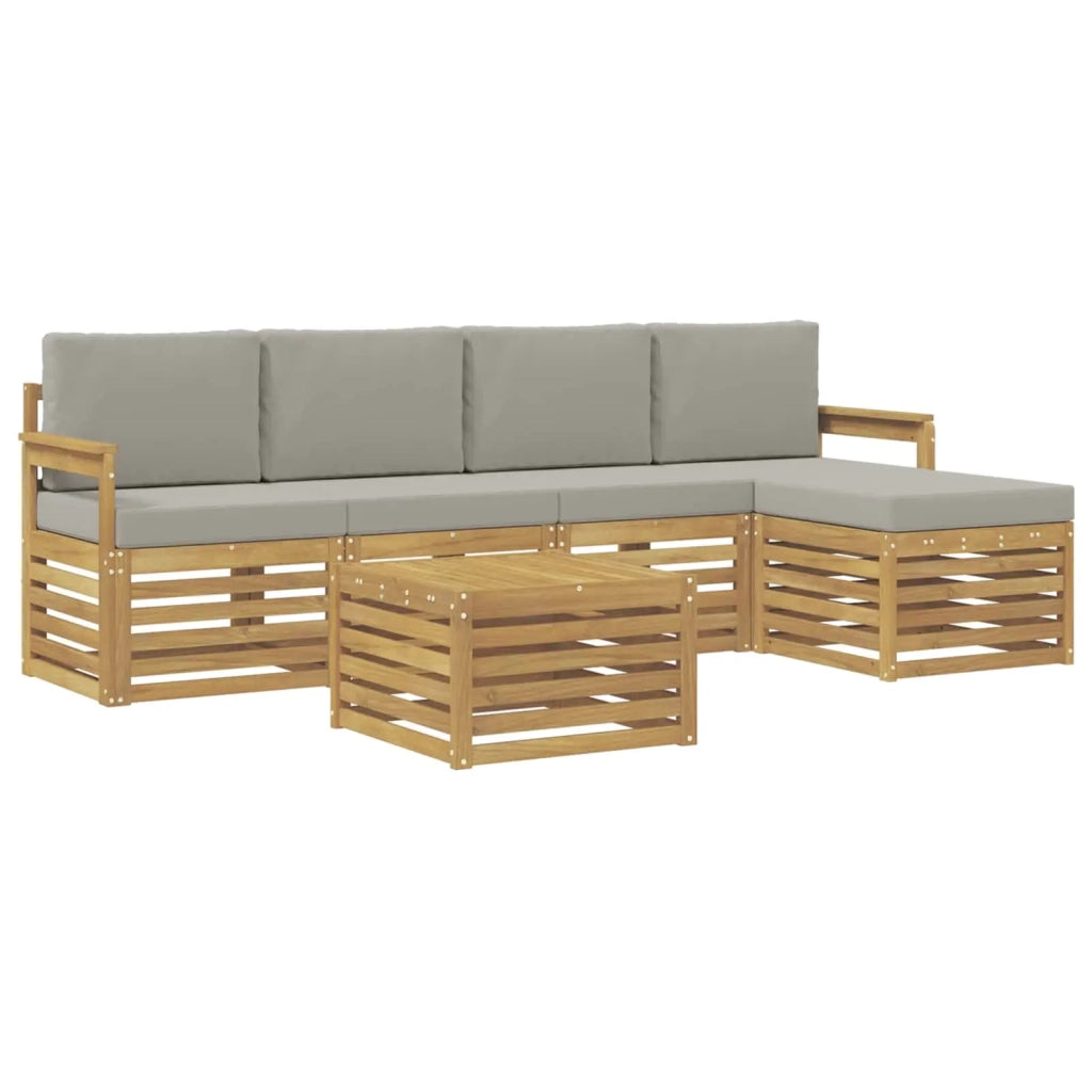 Set di divani da esterno 6 pcs Bianco e Grigio Chiaro