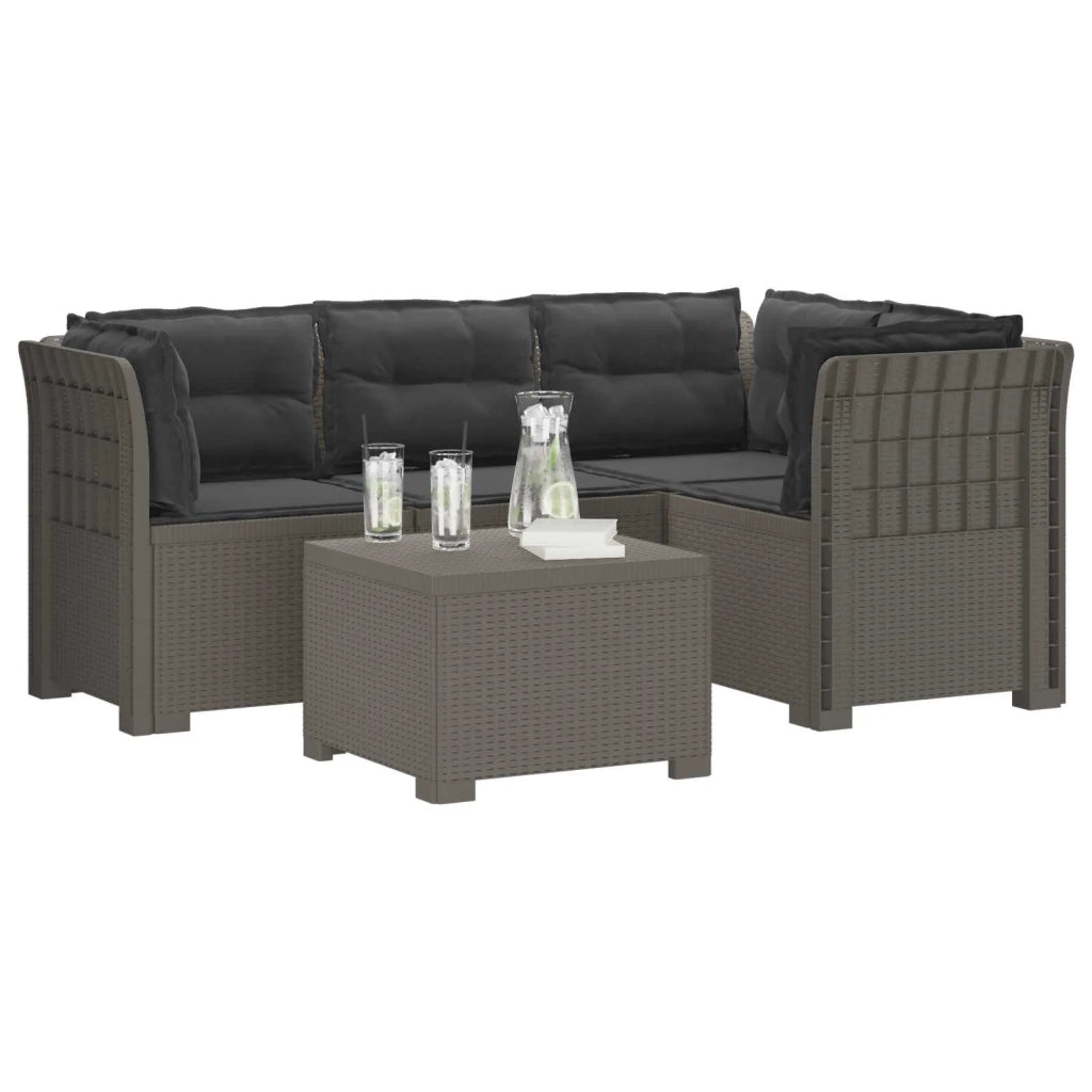 Divano da giardino 4 posti con cuscini aspetto rattan PP 3444027