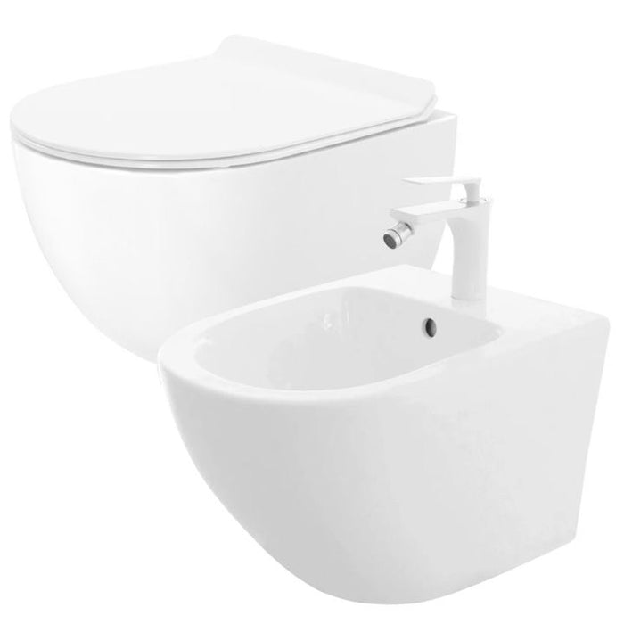 Set Wc Vaso + Bidet Carter Bianco Sospeso