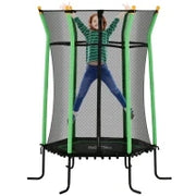 Trampolino Elastico per Bambini 3-10 Anni con Ingresso a Cerniera e Pali Imbottiti, Ø163.5x190 cm, Verde