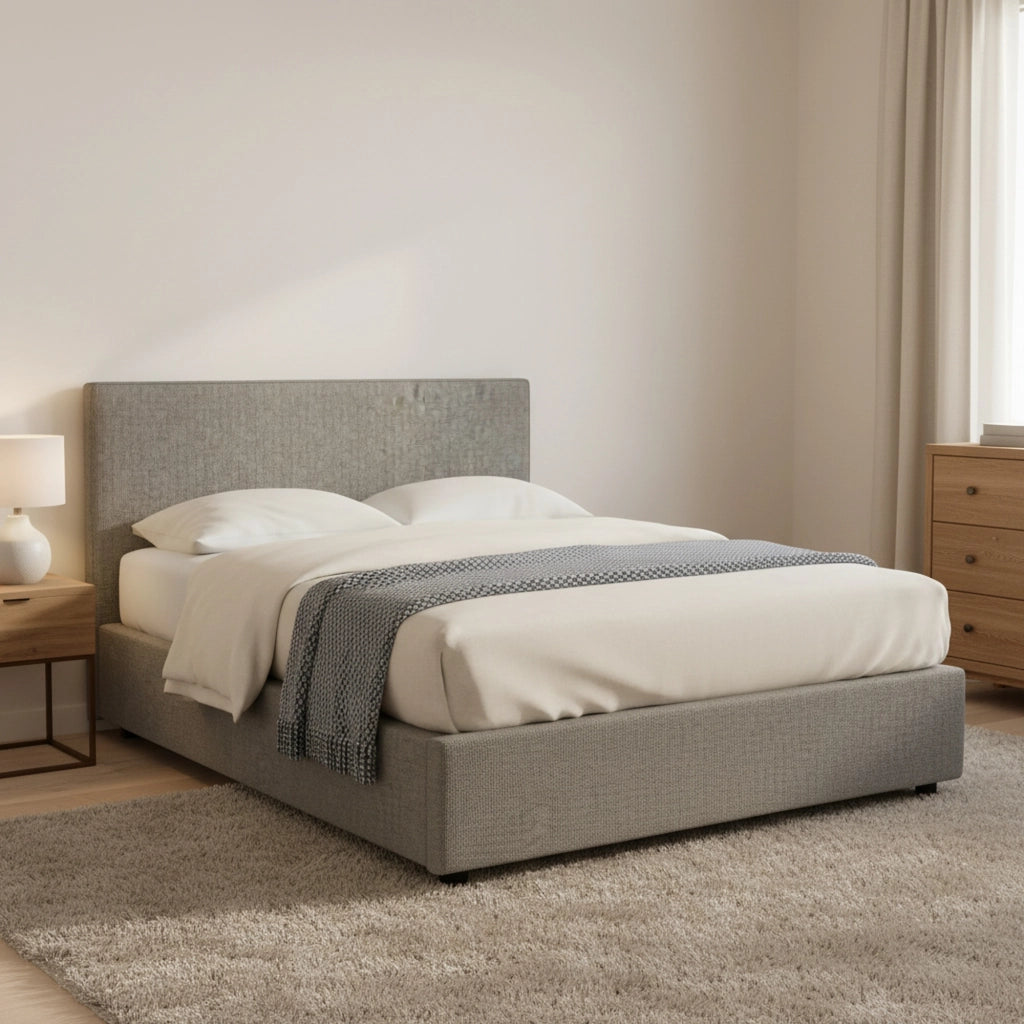 Basildon, Letto Matrimoniale Sfoderabile Made in Italy, Grigio Cenere