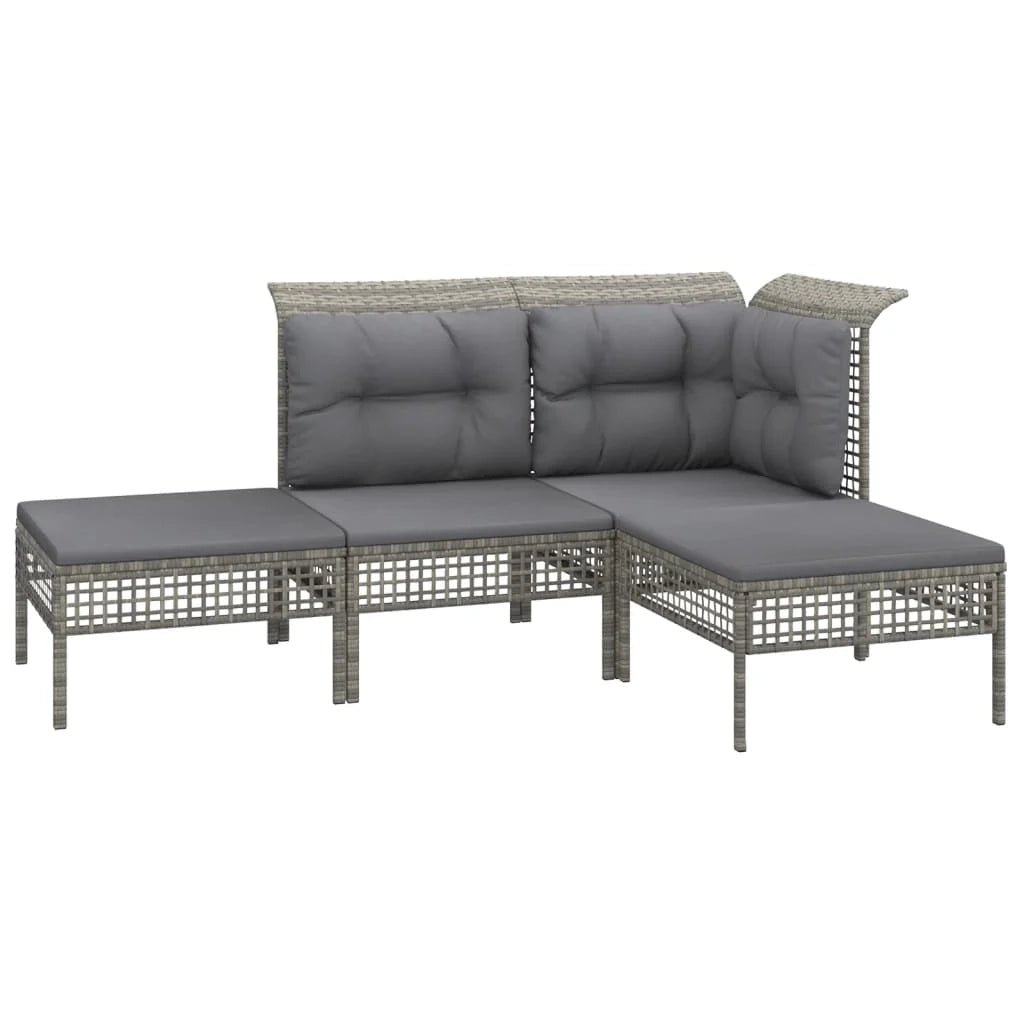 Set di mobili da giardino mobili da esterno 4 pezzi con cuscini resina intrecciata grigia 02_0016144
