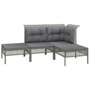 Set di mobili da giardino mobili da esterno 4 pezzi con cuscini resina intrecciata grigia 02_0016144