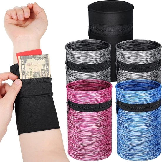 5 Stuks Portafoglio per Uomo e Donna – Portafoglio con Cerniera – Bracciale / Portafoglio / Fodero per Sudore – Adatto per Corsa, Camminata, Escursione, Jogging, Viaggio e Eventi
