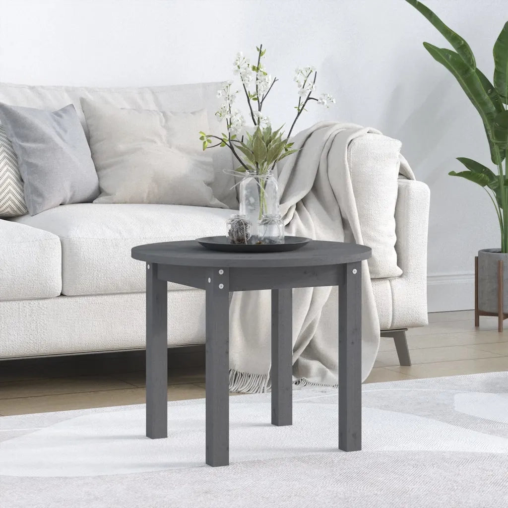 Tavolino da Salotto Grigio Ã˜ 55x45 cm in Legno Massello di Pino cod mxl 5540