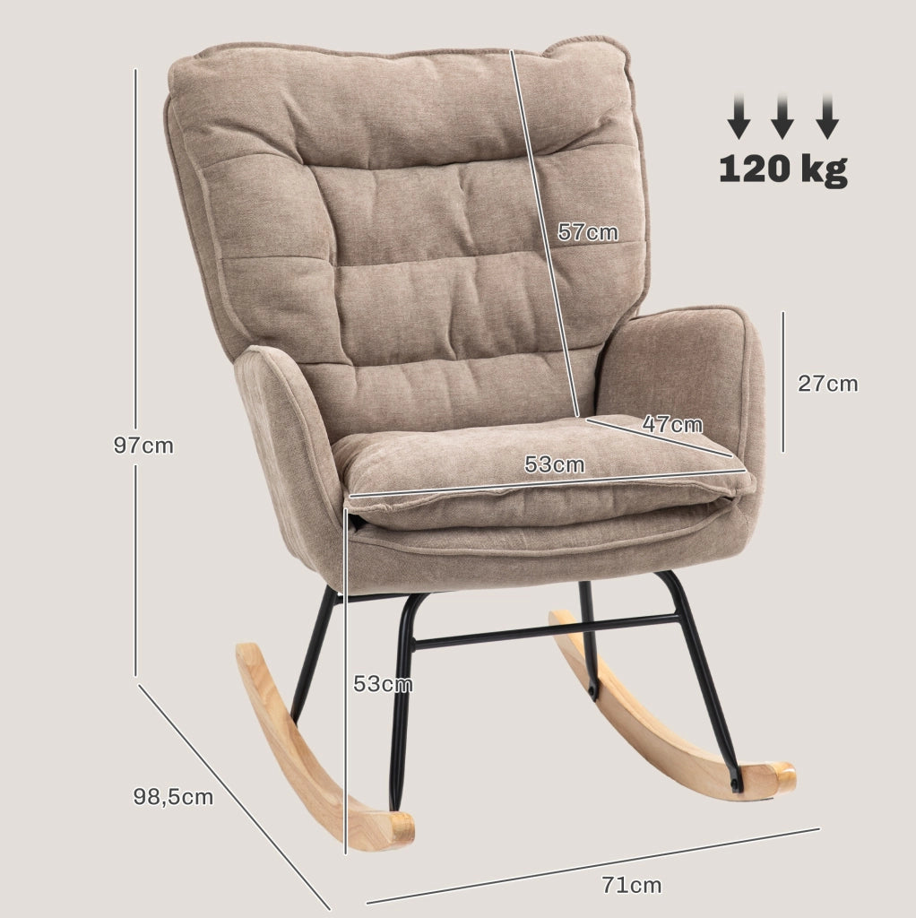 Sedia a dondolo 71x98.5x97 cm con seduta ampia e schienale ergonomico in poliestere marrone