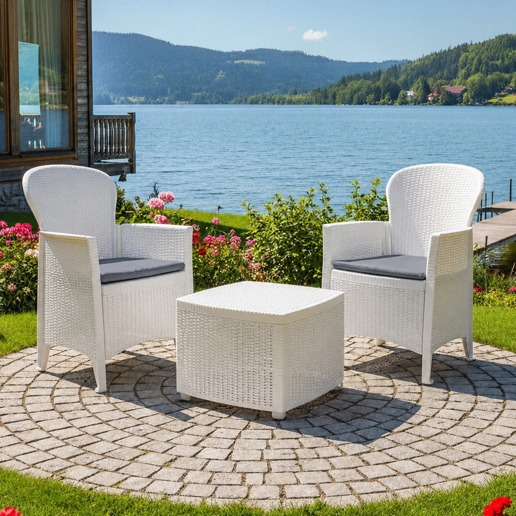 Salottino Outdoor Anny, set Salotto da Esterno 2 Posti Made in Italy, Bianco