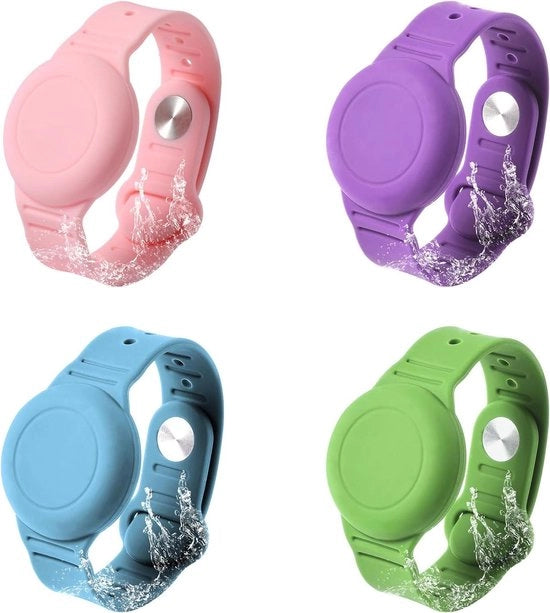 Bracciale per bambini per AirTag - Cintura in silicone per bambini anziani impermeabile regolabile (4 pezzi)