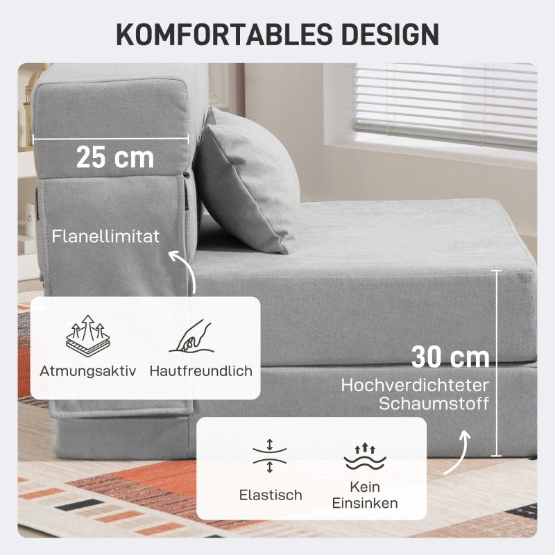 SEDIA Multifunzione convertibile in divano a pavimento e materasso 210x80 cm Grigio Chiaro