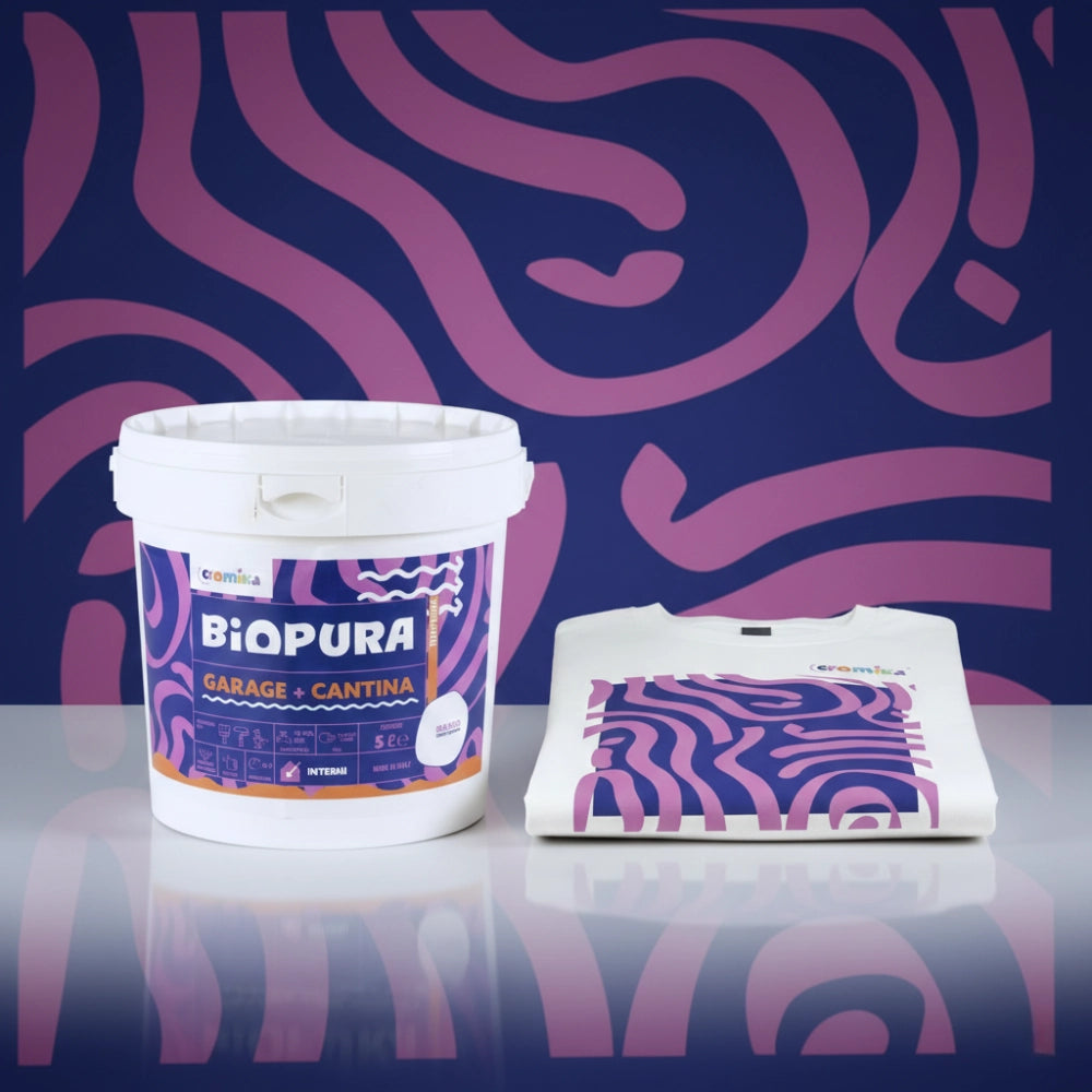 Kit garage e cantina pittura murale traspirante e t-shirt cromika waves *** misura large - l, confezione 1