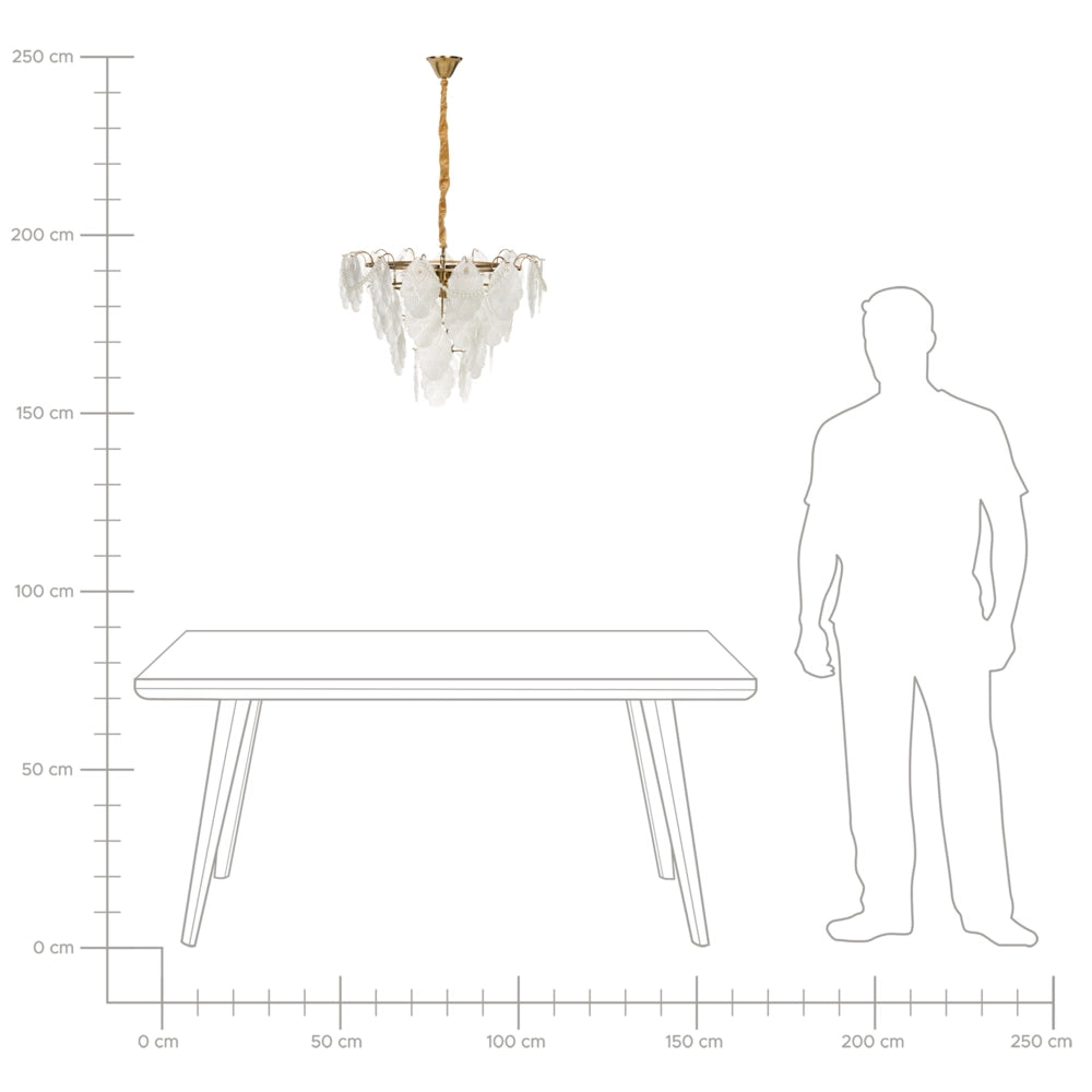 Lampadario in ottone, metallo e vetro ⌀ 46 cm Lampada a sospensione stile glamour