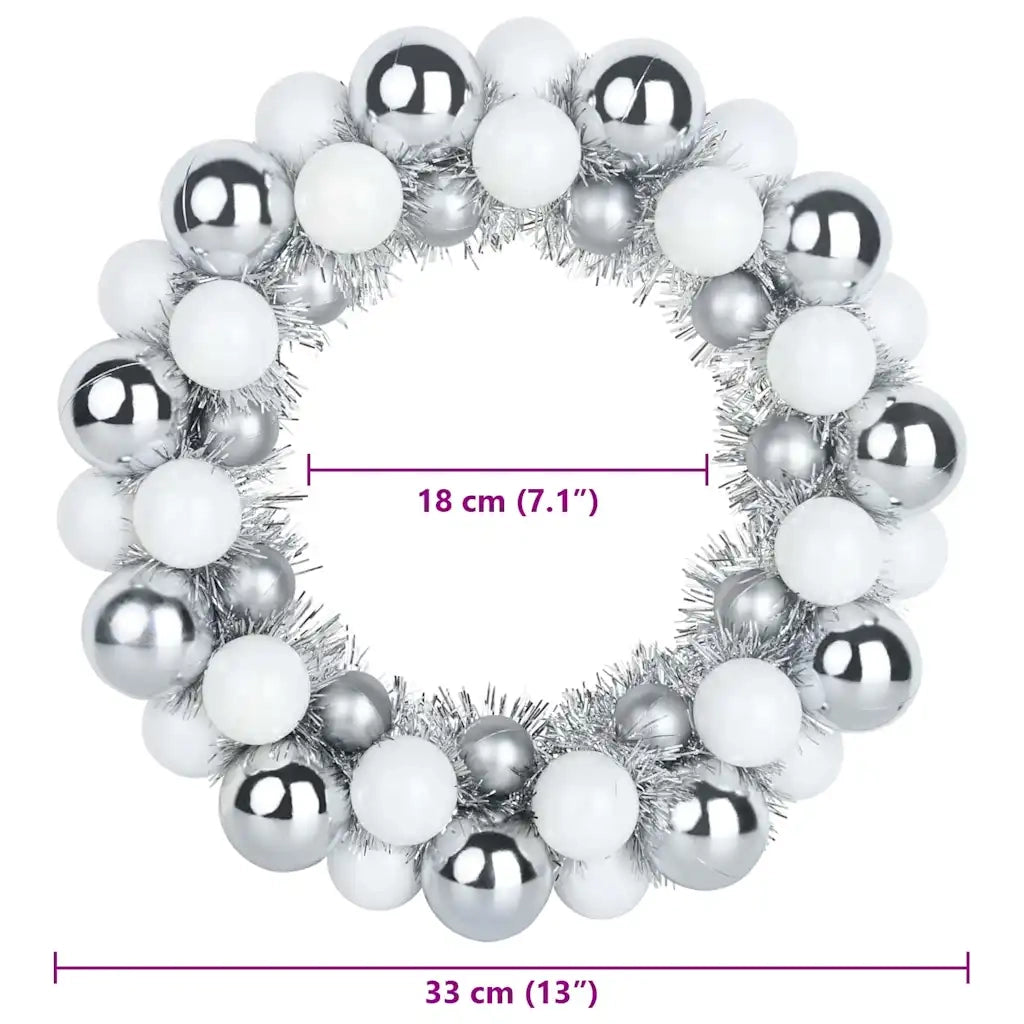 Corone di Palline di Natale 2 pz Bianco e Argento CFW3083849