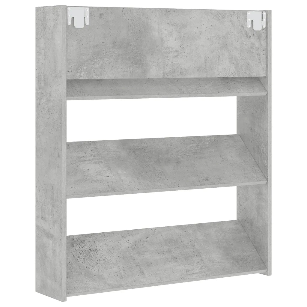 Scarpiera a Muro Grigio Cemento 80x18x90cm in Legno Multistrato 806785