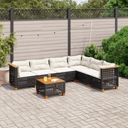 Set Divani da Giardino con Cuscini 7pz Nero Polyrattan 3261866
