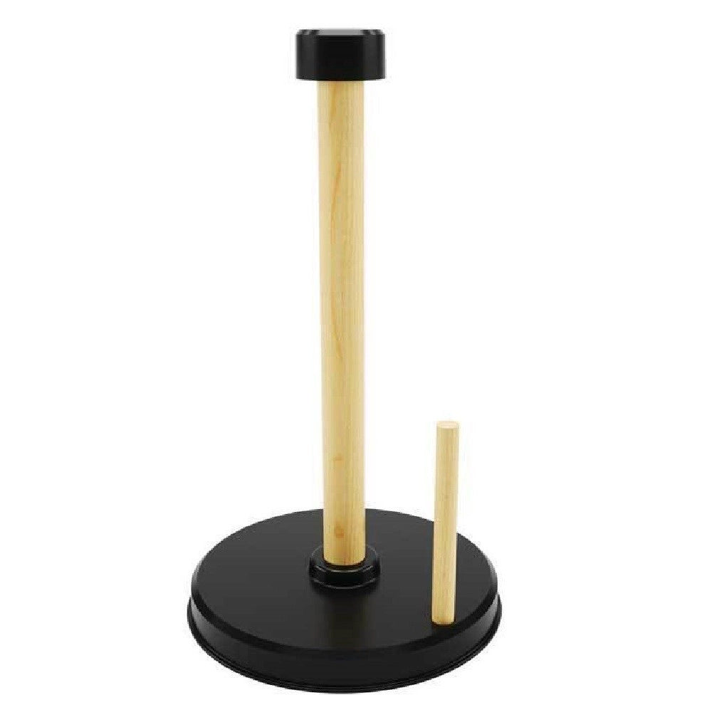 Trade Shop - Porta Rotolo Carta Cucina In Legno 16x27cm Supporto Portarotolo Verticale 838286 -