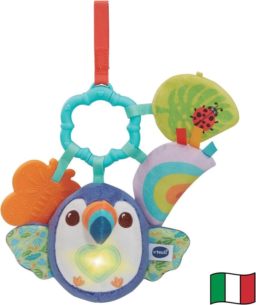VTech Tiki il Tucano, Anello Sensoriale, Gioco Neonato Sensoriale Musicale con Sonaglio e Massaggiagengive, Giochi Neona