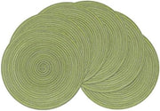Set di 6 mattonelle per tavola, cotone, rotonde, intrecciate, lavabili, grigie, rotonde, lavabili, termoresistenti, per matrimonio, festa, cucina, decorazione, 38 cm (verde)