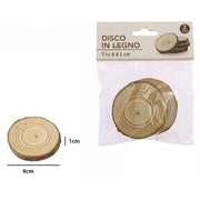 Trade Shop - Set 2 Pezzi Dischi Disco Di Legno Decorativo Per Ornamento 6x1 Cm Rotondo 72107 -