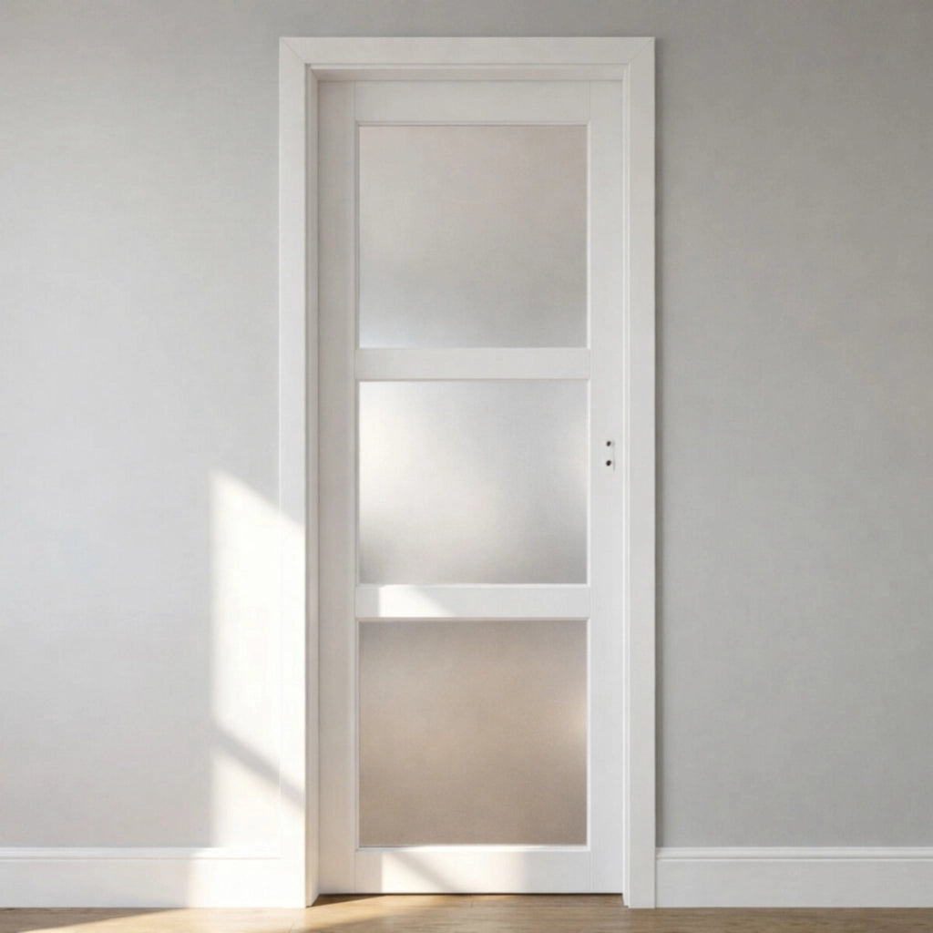Porta vetrata Block Kenya Panno bianco Larghezza 73 Spinta sinistra
