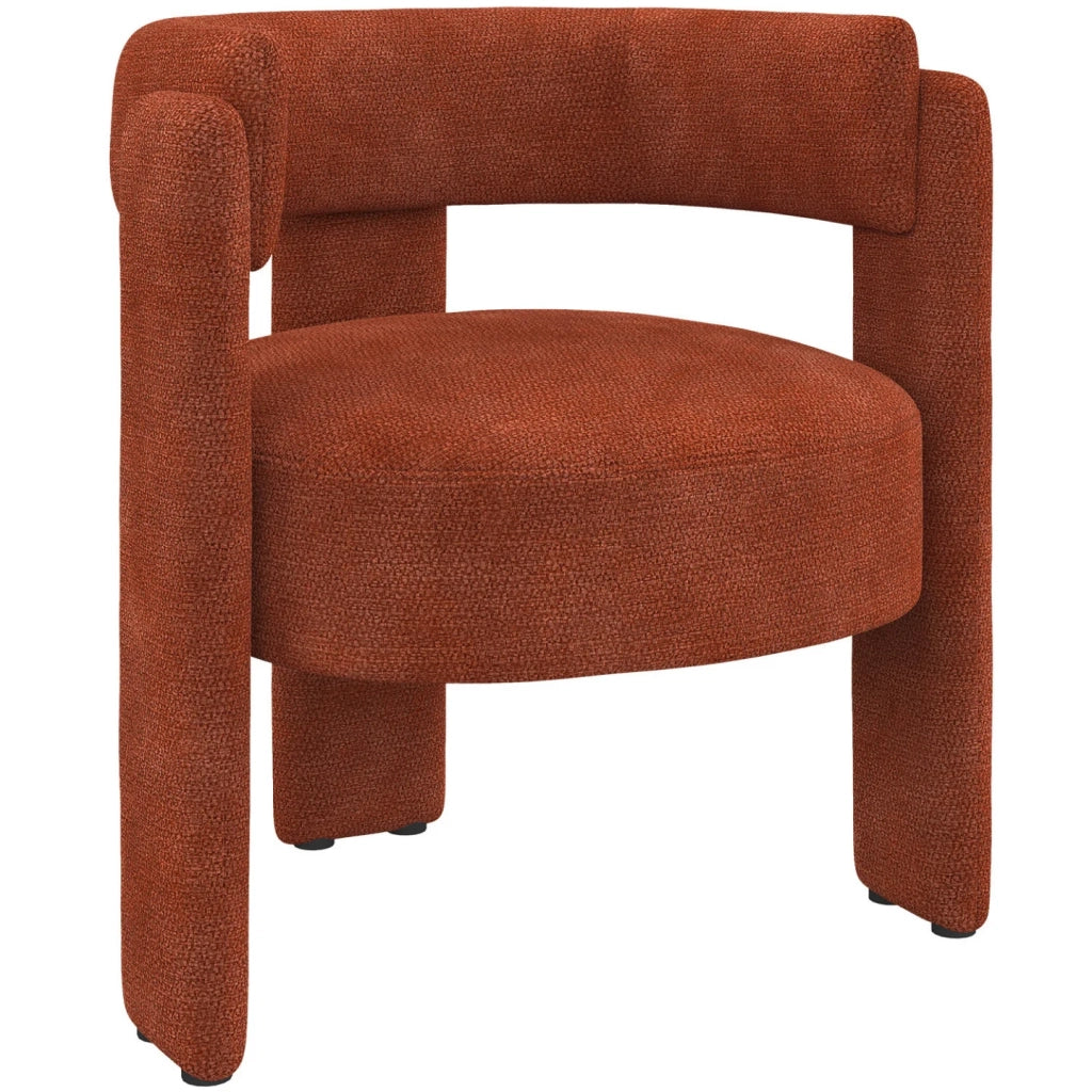 IDMarket - Poltrona treppiede GUSTAVE in tessuto ciniglia terracotta