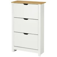 Mobile Scarpiera a 3 Scomparti, 18 Paia di Scarpe, 72 cm x 26 cm x 112 cm, Bianco e Marrone