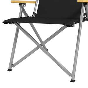 Sedia da Campeggio Pieghevole 74x59,5x98 cm con Schienale Regolabile in Alluminio e Poliestere Nero