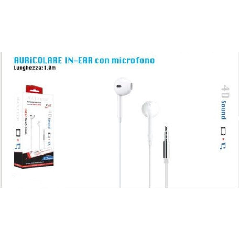 Trade Shop - Auricolari Cuffie Orecchio Per Smartphone Microfono Da Viaggio Portatili Maxtech Au-2t003 -