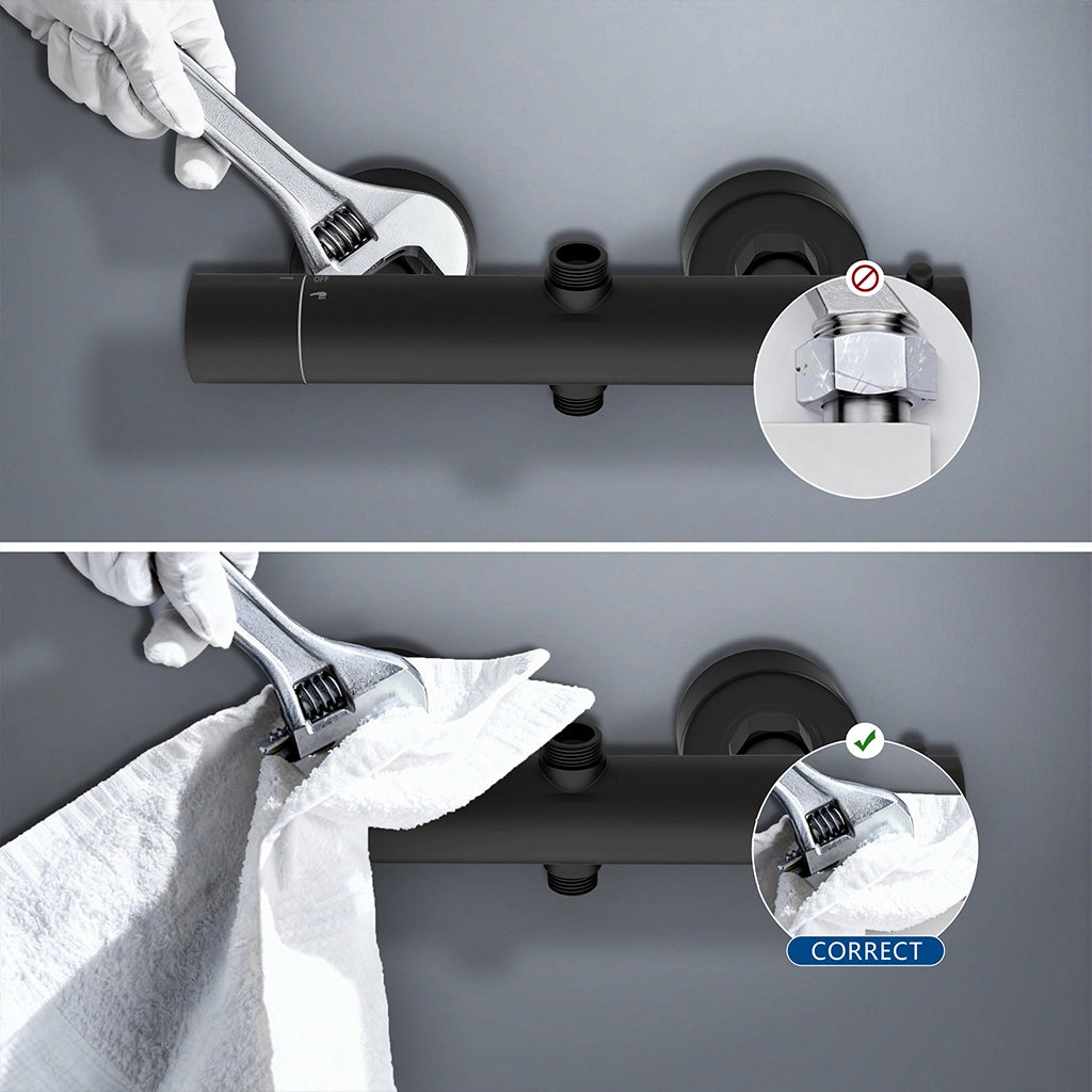 AICA Set Doccia Completo Nero con Soffione, Doccetta e Rubinetto Quadrati e Saliscendi Tondo, Miscelatore Termostatico Doccia