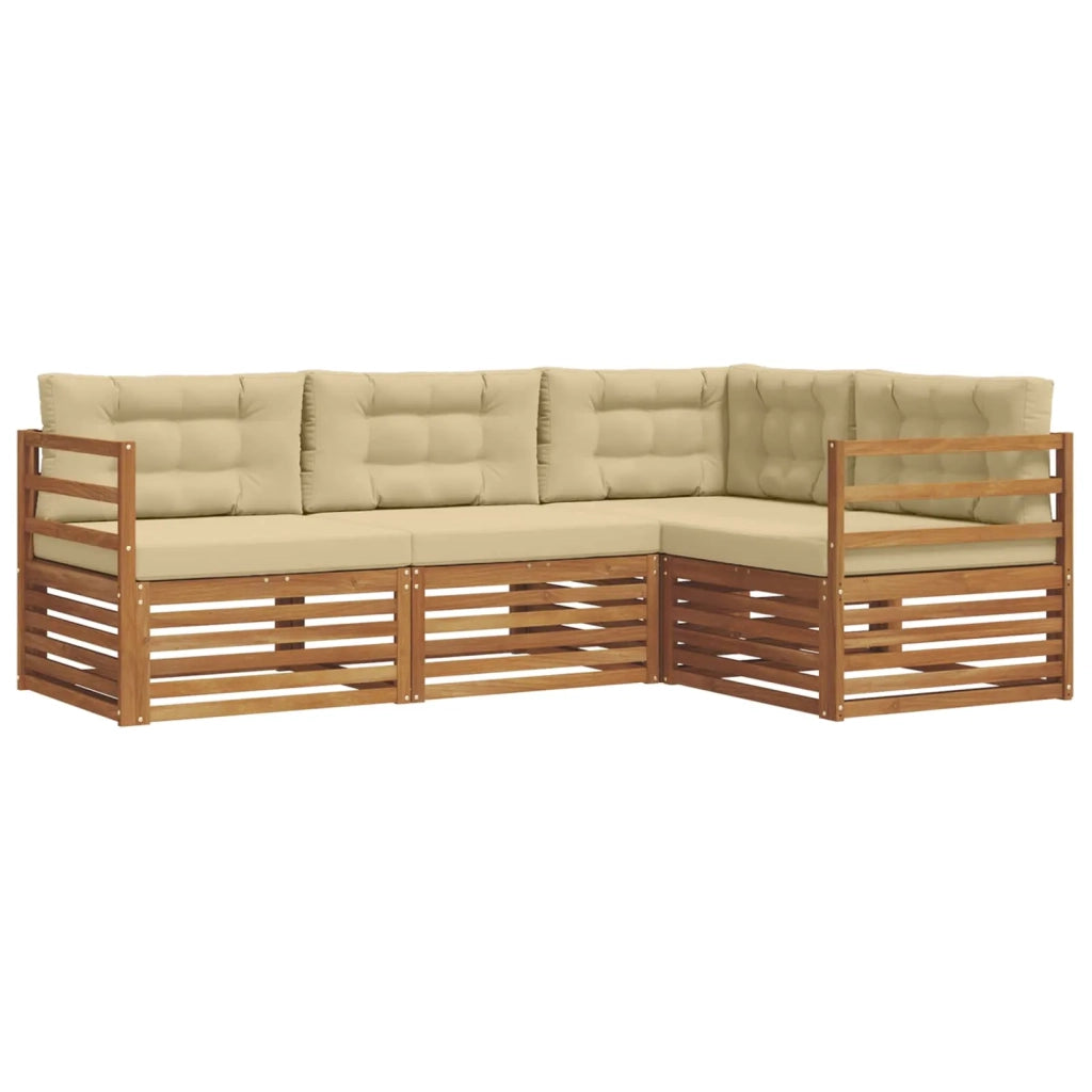 Set di divani da esterno con cuscino 4 pcs Naturale e Beige