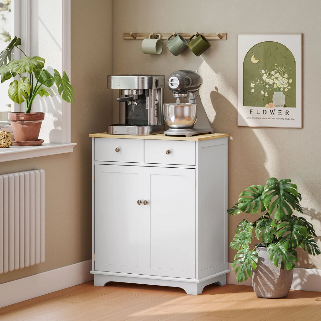 Armadio a due ante con cassetti e ripiano regolabile ¨C zephmum ¨C bianco e legno naturale