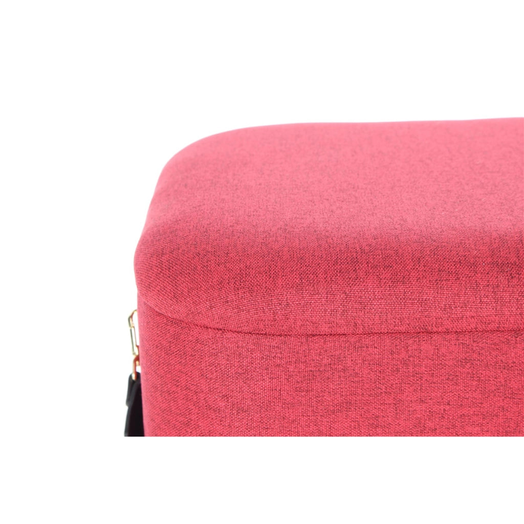 Set di 2 pouf contenitore Arabella in tessuto rosso e nero