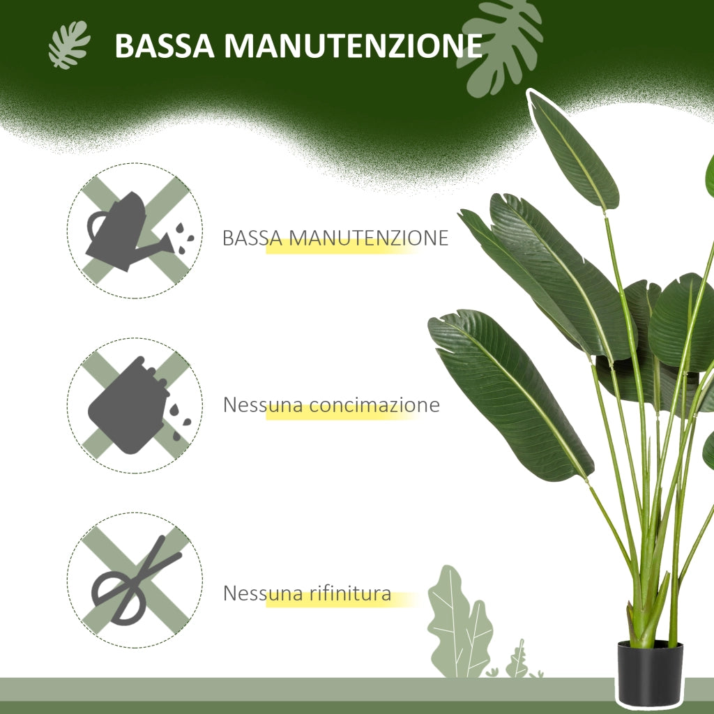 Albero di Banano Artificiale 160 cm ¨C zephmum ¨C Verde con Vaso e Foglie