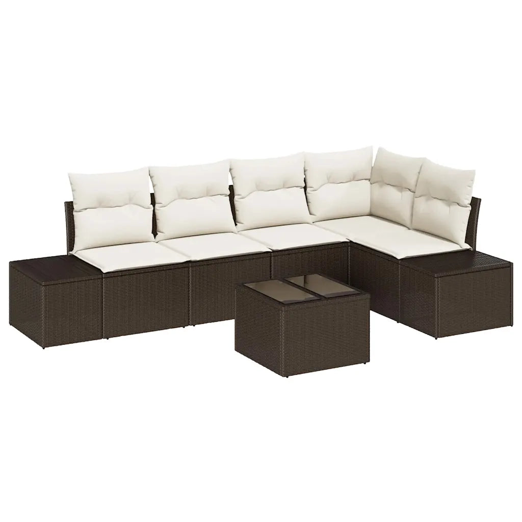 Set Divano da Giardino Marrone e Crema polyrattan 3355737