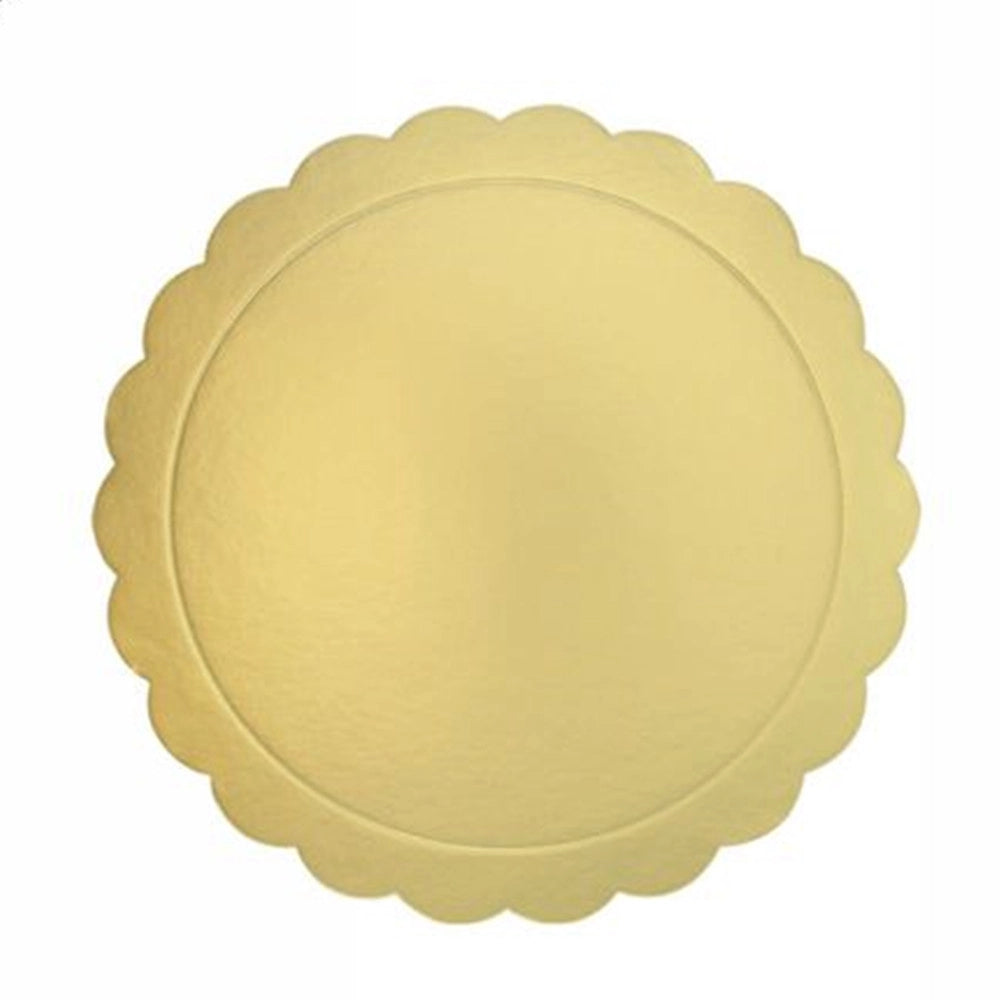 Trade Shop - Set 2 Pz Base Per Torta Rotonda Piatto Sottotorta Dorato 38 Cm Con Bordino 31168 -