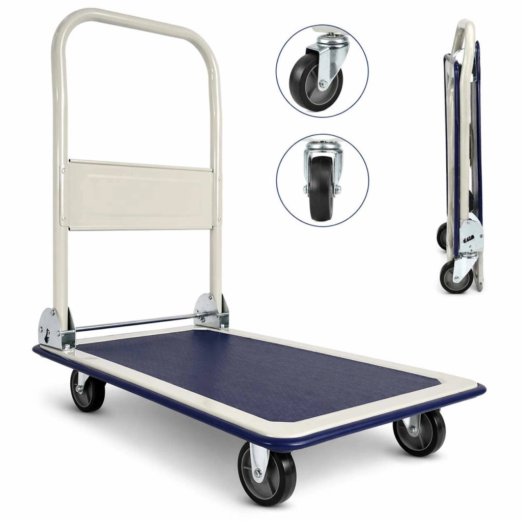 Carrello Portapacchi Portattutto da Trasporto con Manico Pieghevole e Tappetino
