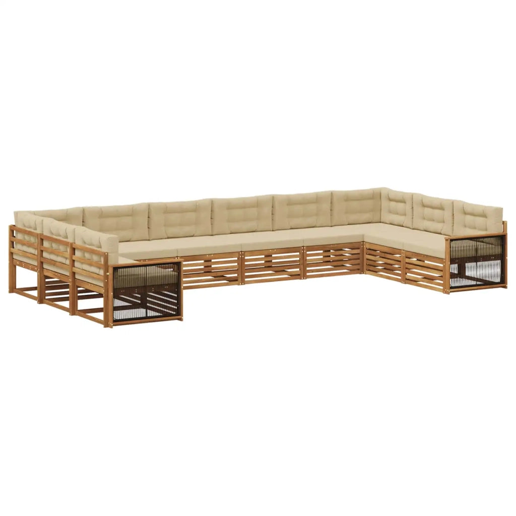 Set divani con cuscino 10 pcs Legno di Acacia Massello