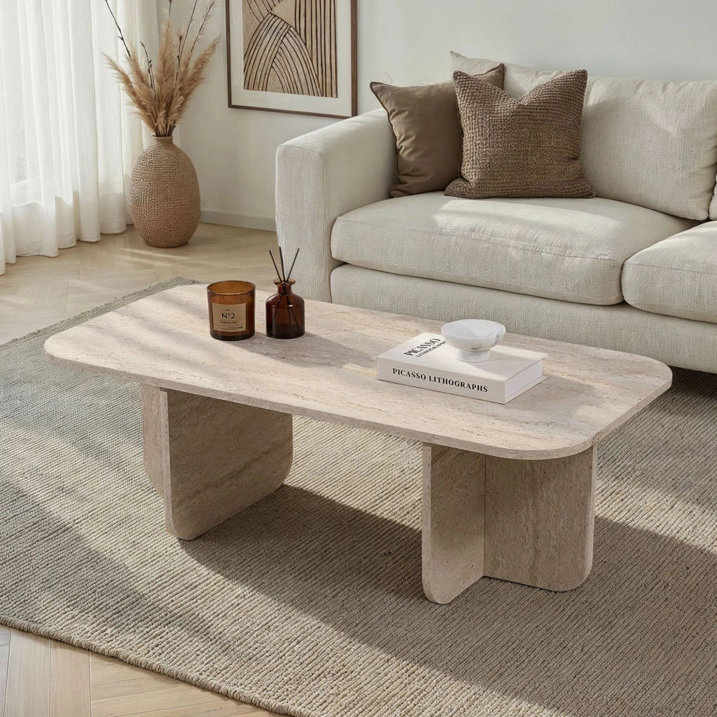 Nomeva, Tavolino da Salotto Forma Rettangolare, 120x60x41h cm Bianco Marmo