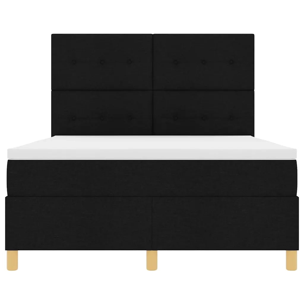 Letto a Sorgente LED con materasso Nero 140 x 190 cm Tessuto 3343098