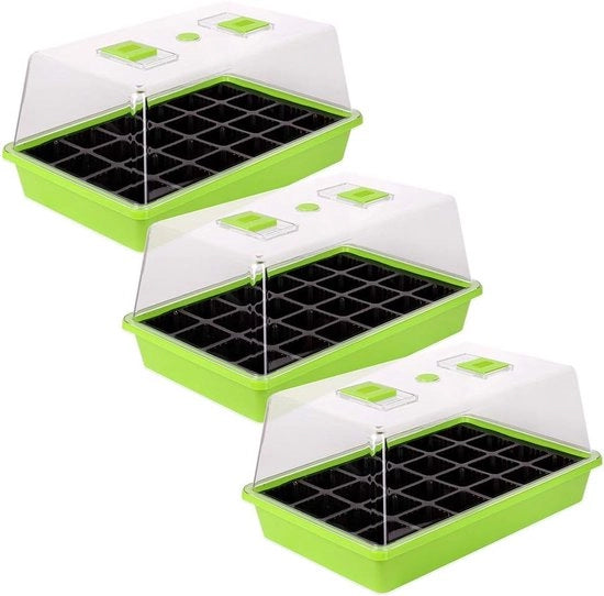 Set di serra mini 3 pezzi 38x24x18 cm con coperchio e ventilazione