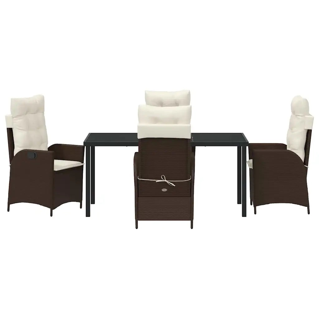 Set da Pranzo per Giardino con cuscino 5 pcs Marrone polyrattan 3380494