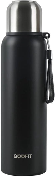 Tasca termica, 800 ml, libera da grassi, BPA libera, tasca termica in acciaio inossidabile, bottiglia isolata per caffè, tè, ideale per esterno, lavoro, bambini, scuola (nero)