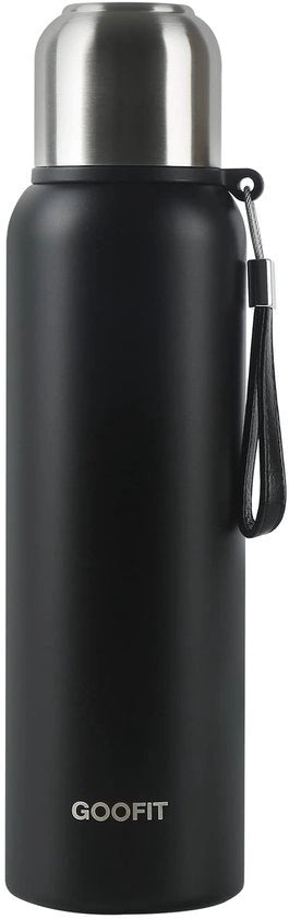 Tasca termica, 800 ml, libera da grassi, BPA libera, tasca termica in acciaio inossidabile, bottiglia isolata per caffè, tè, ideale per esterno, lavoro, bambini, scuola (nero)