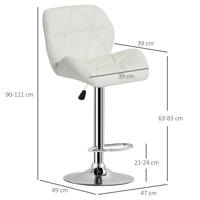 Sgabello da Bar Girevole 47x49x90-111 cm in Similpelle Bianco