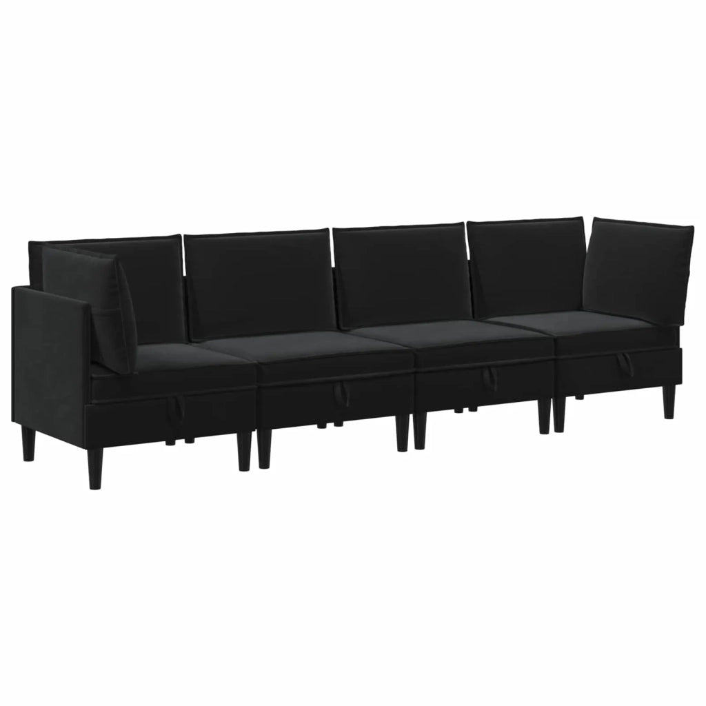 Set di mobili per il soggiorno con cuscino 4 pcs Nero Velluto