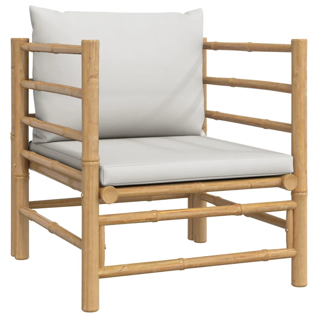 Set Salotto da Giardino 7pz con Cuscini Grigio Chiaro Bambù 3155109