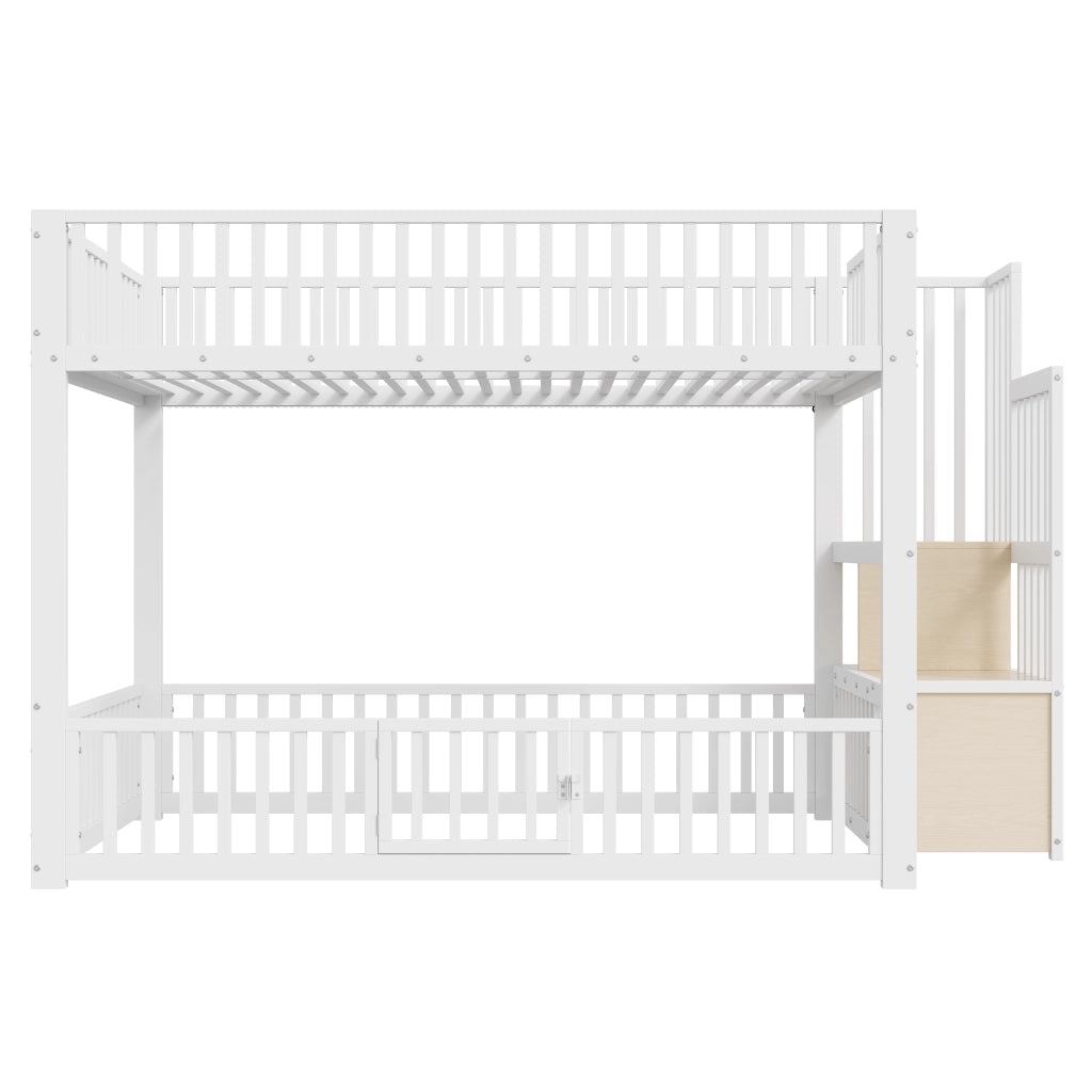 Letto a Castello con Contenitore e LED ¨C MINIMAL ¨C Bianco 140x200